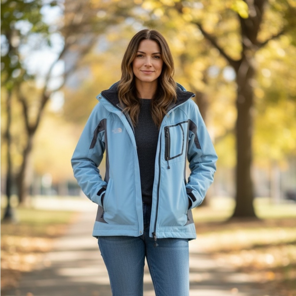 The North Face Women's Pale Blue and Gray Ski Jacket